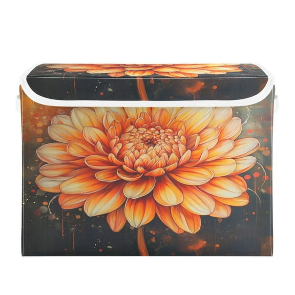 Storage Box With Lid 16.5x12.6x11.8In Foldable Stacked Household Storage Box A Chrysanthemum