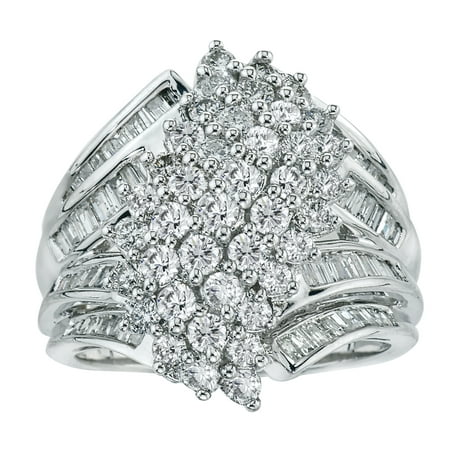 2.00 cttw Diamond Cluster Cocktail Ring in 14K White Gold
