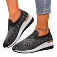 thumbnail image 3 of Willtoo Women's Glittery Rhinestone Fashion Breathable Wedge Sneakers Summer Butterfly Embroidered Bling Sneakers for Women Sparkly Mesh Slip-on Walking Sneaker Black, 3 of 6