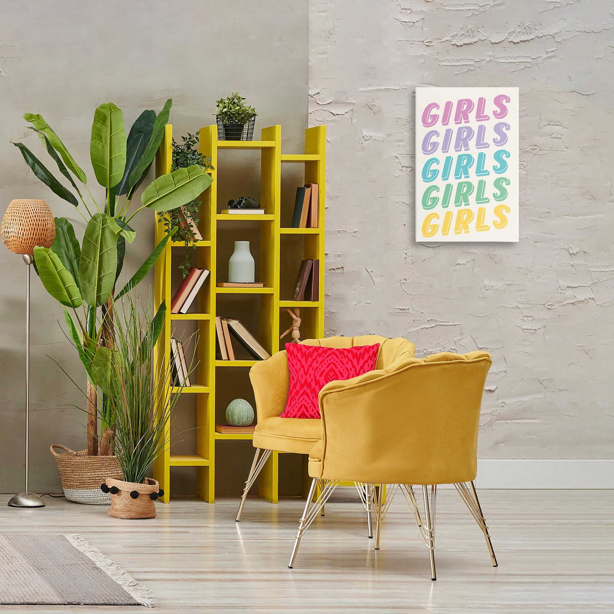 Stupell Industries Pastel Retro Girls Text Text & Numbers Painting Wrapped Canvas Art Print Wall Art, 16 x 24