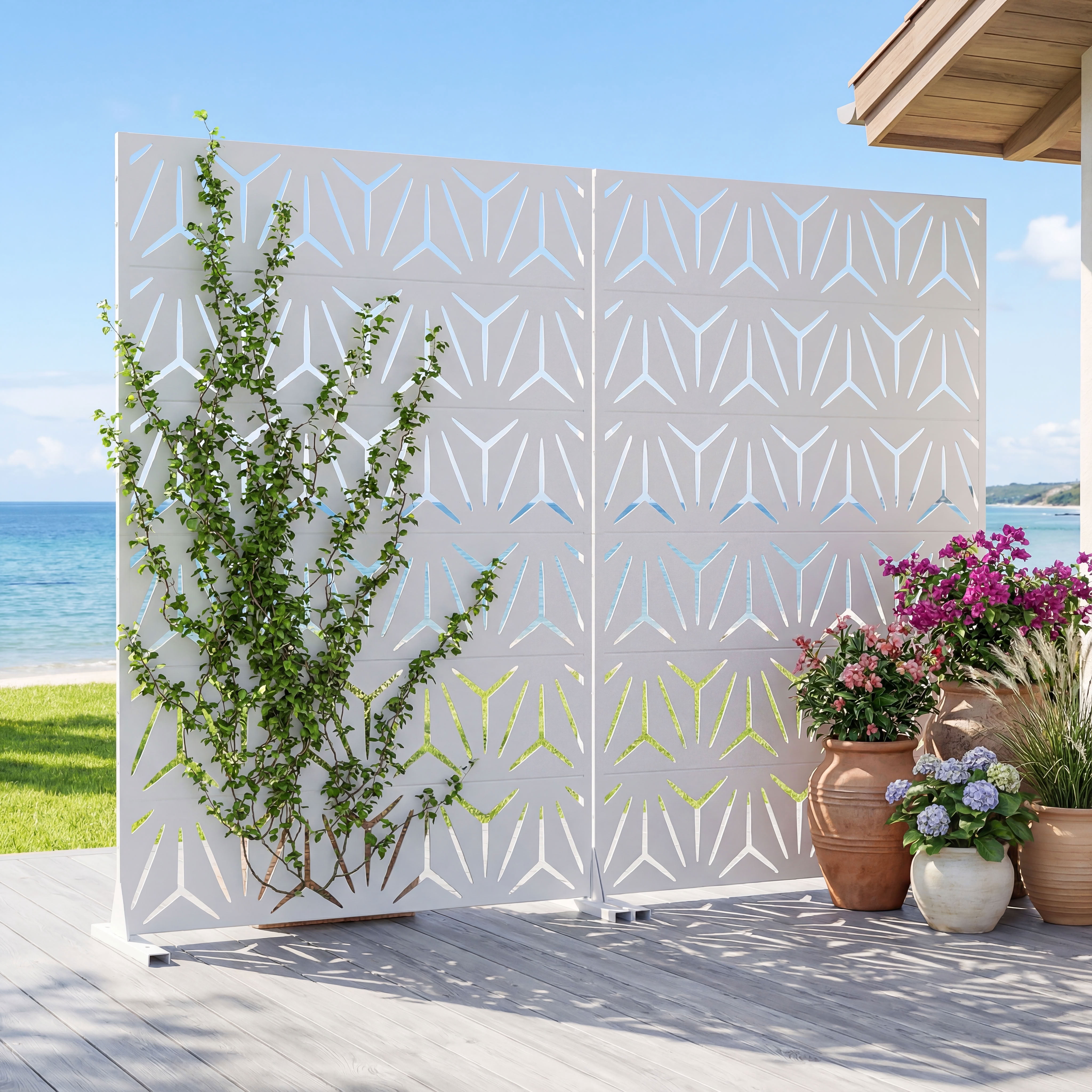 MAYEERTY 6 Panels Metal Outdoor Privacy Screen Garden Divider Patio Backyard Decorative Privacy Fence 2Pcs, 72×47.2×15.7in