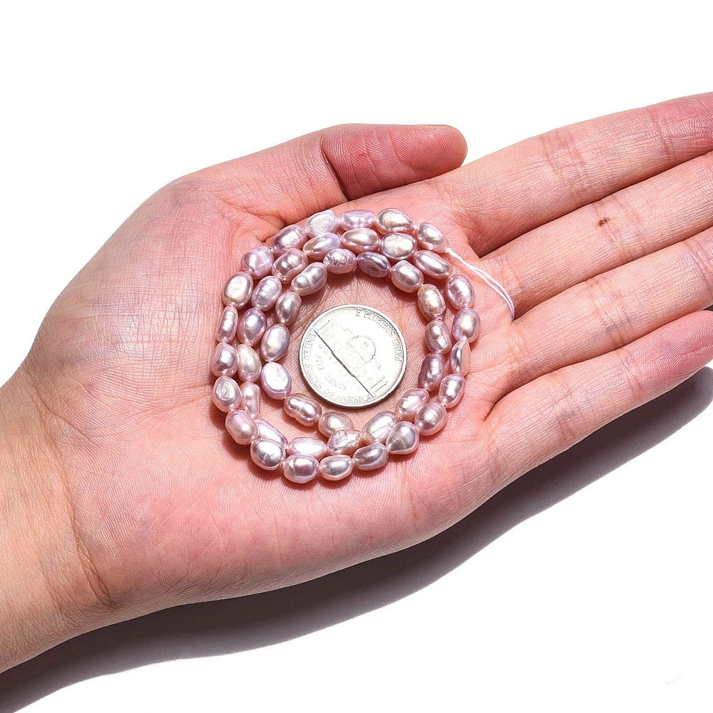 Natural Cultured Freshwater Pearl Beads Strands Two Sides Polished Nuggets Rosy Brown 6.5~9x5.5~6.5mm Hole: 0.7mm about 47pcs/strand 13.82 inch(35.1cm)