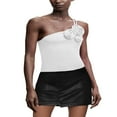 thumbnail image 2 of Women One Shoulder Backless Crop Top Sleeveless Strappy Open Back Cami Tank Tops, 2 of 4