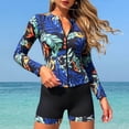 thumbnail image 3 of WRKEKC Tankini Swimsuit Women Hawaiian Print Modest Zip Front Sun Protection 2 Piece Set with Removable Cups and Bottoms, 3 of 7