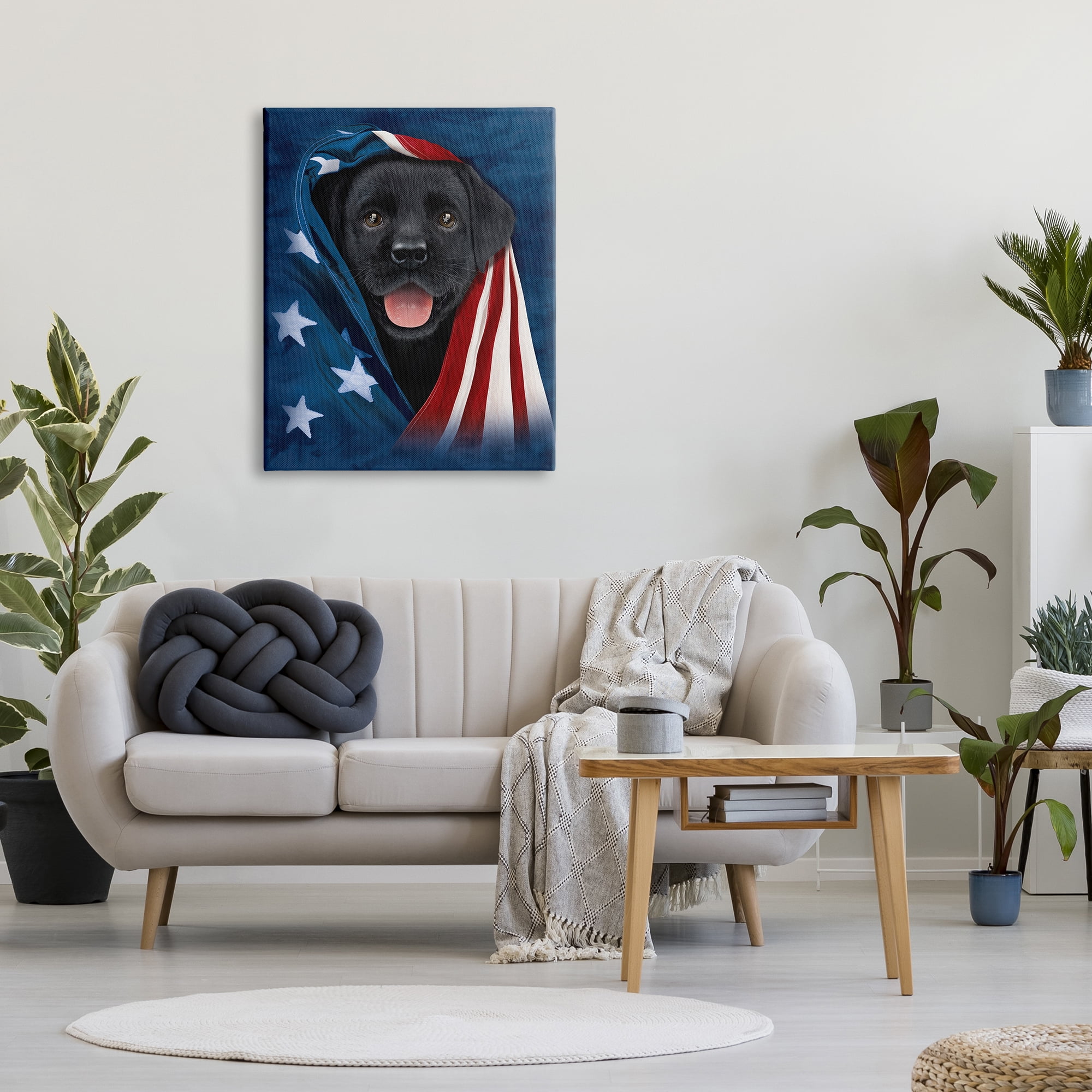 Stupell Industries Labrador & American Flag Animals & Insects Painting Gallery Wrapped Canvas Art Print Wall Art, 30 x 40