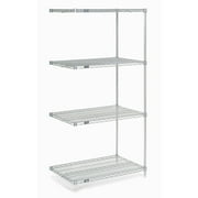 Nexel 4 Tier Wire Shelving Add-On Unit, Stainless Steel, 24W x 21D x 74H