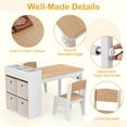 thumbnail image 5 of Costway Kids Art Table & Chairs Set with Paper Roll Wooden Craft Study Desk Active Play Natural, 5 of 7
