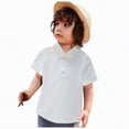 thumbnail image 4 of NIEWTR Toddler Boys Minimalist Polo Shirts Soft Pique Fabric Short Sleeve Collared Tops Daily Outfits(White,4-5 Years), 4 of 4