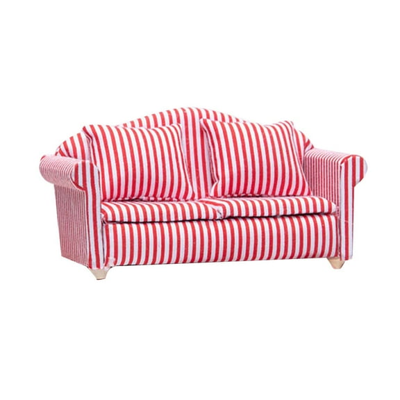 Dollhouse Miniatures & Accessories, 1:12 Scale Living Room Set with Small Charming Floral Print Double Sofa, Perfect for Dollhouse Displays