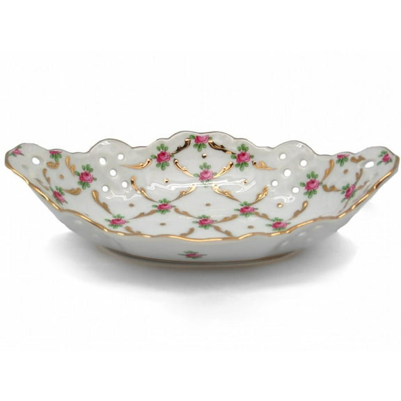 "GENL Victorian Desert Rose Dish Ceramic Jewelry Box "