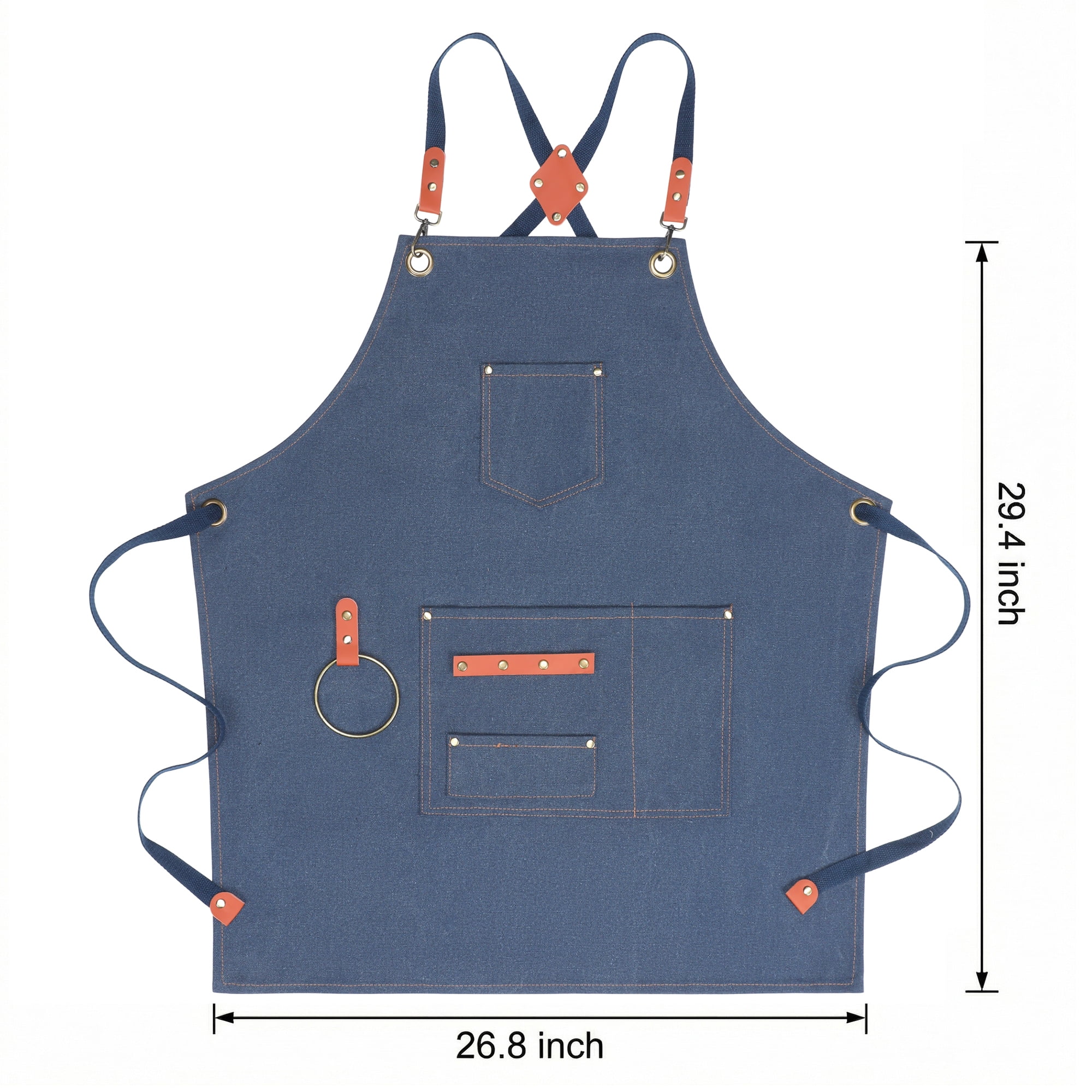 Unique Bargains Adjustable Cooking Apron with Pockets for Home and Kitchen Blue