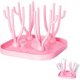 thumbnail image 1 of Portabiberones, Escurridor de chupetes, Secador de biberones, Escurridor de biberones y tetinas, Bandeja de recogida de agua extraíble, Para secar las tetinas de los biberones (rosa), 1 of 5