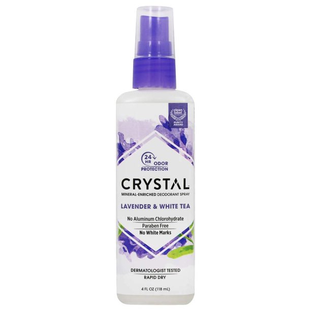 2 Pack Crystal Deodorant Essence Spray 4 Ounce Lavender & White Tea