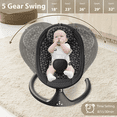 thumbnail image 3 of Tumajup 5 in 1 Large Baby Swing Bouncer with Rocking, Mosquito Net&Cute Toys Black Striped for Toddler, 1 Count, 3 of 7