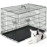 Bestpet Dog Crate Cage Kennel with Plastic Tray and Handle, Metal, Double-Door, Large