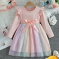 thumbnail image 4 of Xijirk Girls Long Sleeve Bow Dress Ruffle Crew Neck Mesh Princess Dress,Size 3-4 Years, 4 of 8