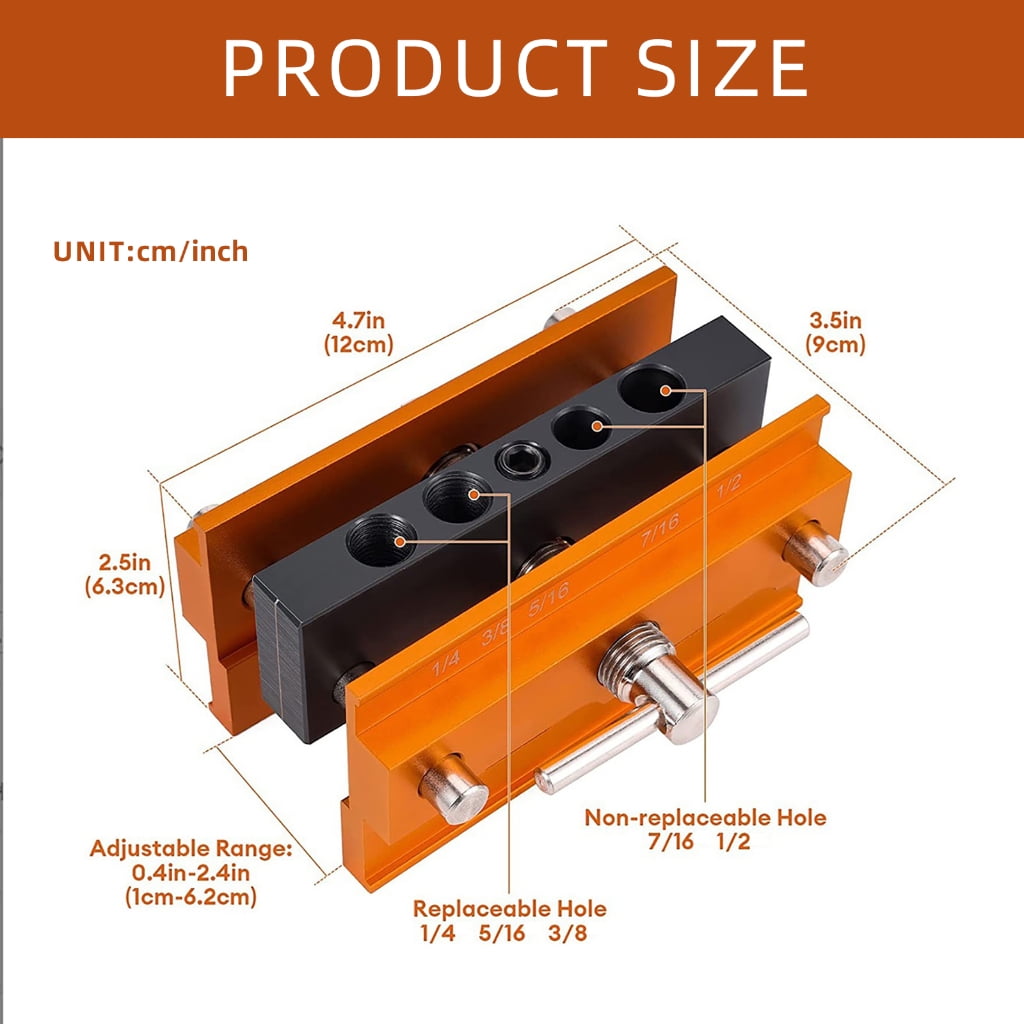 ZPAQI Professional Self Centering Dowelling Jig Wood Dowel Hole Drilling Guide