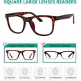 thumbnail image 3 of Eyekepper Readers Square Large Lenses Spring-Hinges Reading Glasses Women Tortoise +3.00, 3 of 5