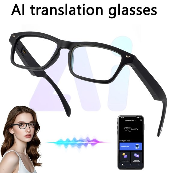 164-Language AI Smart Translation Glasses - Photo & Real-time Translation, AI Chat, Anti-blue Light Lens, iOS/Android Compatible, Magnetic Charging