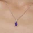 thumbnail image 3 of Gem Stone King 14K White Gold Purple Amethyst and Lab Grown Diamond Pendant Necklace for Women | 2.69 Cttw | Gemstone February Birthstone | Pear Shape 12X8MM | With 18 inch Chain, 3 of 6
