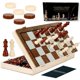 thumbnail image 1 of Juego de tablero de ajedrez magnético Kiapeak de 38 cm con juego de damas, 1 of 7