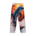 thumbnail image 3 of Vsdgher Sunset Ocean Watercolor Dolphin Print Mens Pajama Pants Sleep & Lounge Pants, PJ Bottoms With elastic waistb and Pockets, 3 of 5