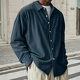 thumbnail image 2 of XIAOCHA Men's Corduroy Button Down Shirt Long Sleeve Relaxed Fit Collared Top Soft Casual Everyday Layering Shirt, 2 of 5