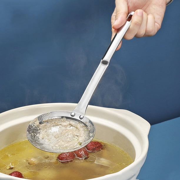 Colador de aceite de acero inoxidable con filtro de malla fina, herramienta de cocina multifuncional de acero inoxidable, para escurrir aceite de cocina, ayudante de cocina, malla de 8