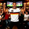 thumbnail image 4 of Ceisia Men Germany Stripe Football Logo Printed Short Sleeve Sports Polo Top White XL Gift, 4 of 6
