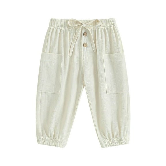 GXFC Toddler Baby Boys Cargo Pants Children Boys Casual Drawstring Button Athleisure Sweatpants with Pocket for Kids Boys 6M-4T
