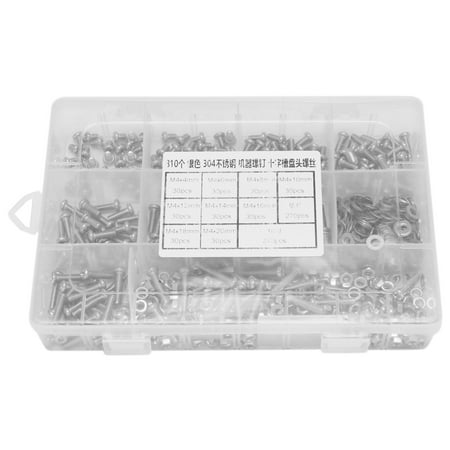 

810Pcs Screw Assortment Kit 304 Stainless Head Machine Screws Nuts Lock Flat ()
