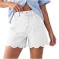 thumbnail image 2 of Women's High Waist Scalloped Hem Denim Shorts A-Line Relaxed Fit Shorts for Women White 2XL, 2 of 8