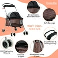thumbnail image 3 of YRLLENSDAN Dog Stroller for Small Dogs 35 lbs Cat Stroller Pet Strollers Waterproof Portable Travel Cat Dog Stroller with Cup Holder, Leopard Skin, 3 of 7