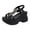 Black, variant on Women's Slingback Chunky Platform Sandals Open Toe T-strap Slip on Wedge Walking Shoes with Arch Support White Size 7