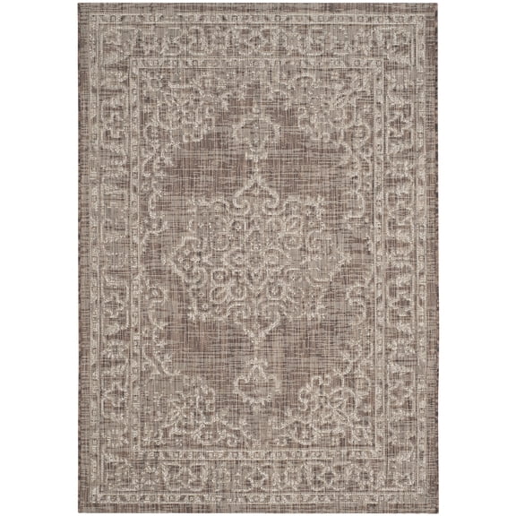 SAFAVIEH Courtyard Clodagh Medallion Indoor/Outdoor Area Rug, Brown/Beige, 2'7" x 5'