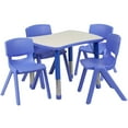 thumbnail image 1 of 21.875''W x 26.625''L Rectangular Blue Plastic Height Adjustable Activity Table Set with 4 Chairs, 1 of 2