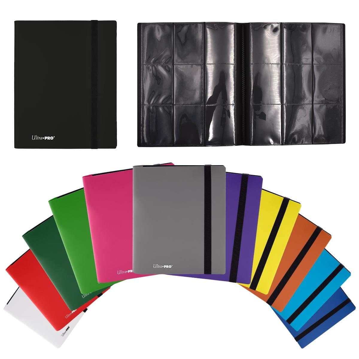 Ultra Pro: Eclipse 9-Pocket PRO-Binder - Jet Black - Holds 360 Cards, Archival-Safe, Elastic Strap Close, Sideloading Design, Hobby & Game Accessory