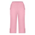 thumbnail image 4 of ZQUUVOU Women's Capris Pants Cropped Leisure Pants Solid Color Sweatpants Yoga Pants Pink, 4 of 6