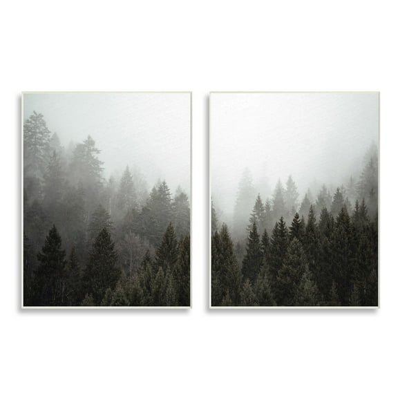 Stupell Industries Serene Mountainous Forest Trees Nature Hazy Sky Wood Wall Art, 13 x 19, Design by Kim Allen