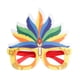 thumbnail image 5 of Billuyoard Marco de anteojos de plumas de colores para manualidades, fiestas temáticas de carnaval, bola divertida, máscara de mascarada, naranja azul verde 2piezas, 5 of 6
