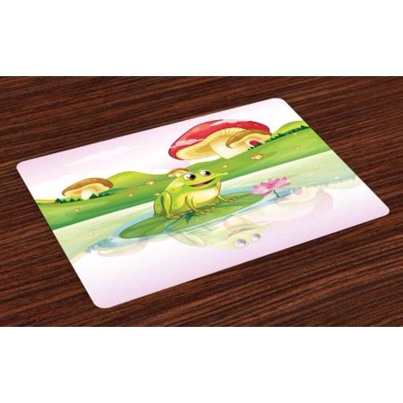 Animal Placemats Set Of 4 Illustration Of Cute Frog On Water Lily