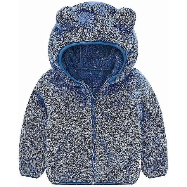 2026 Baby Kids Boys Girls Fleece Hoodie With Bear Ears Solid Color Coat4- 6years
