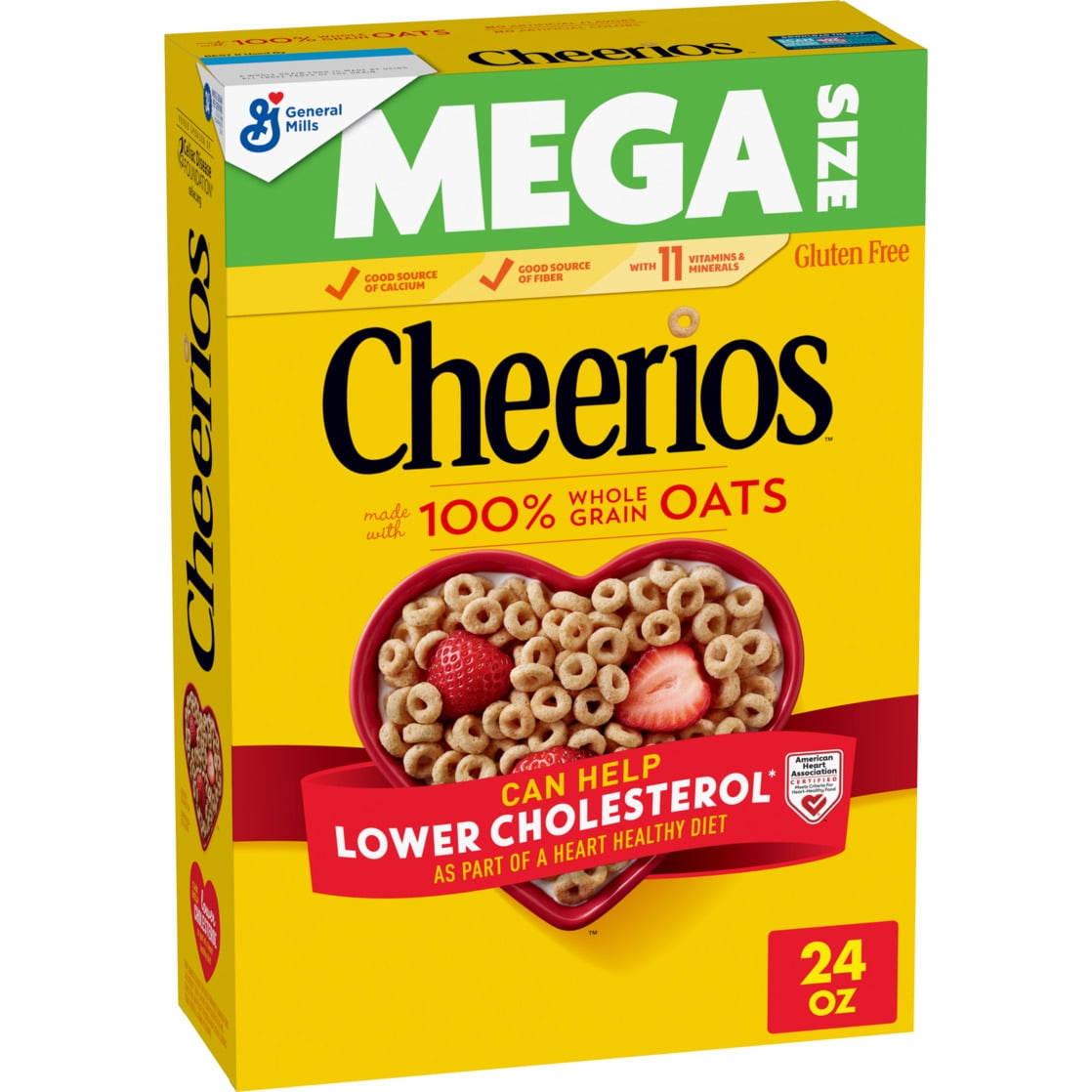 (6 pack) Cheerios, Heart Healthy Gluten Free Breakfast Cereal, Mega Size, 24 oz