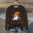 thumbnail image 2 of Sriper Halloween Clothes for Women, Ghost Pumpkin Graphic Shiny Sweatshirt, Spooky Trendy Pullover, Tunic Tops, Winter Hiking Clothes, Soft & Warm Fabric Cute Sudaderas Para Mujer Brown 2X, 2 of 8