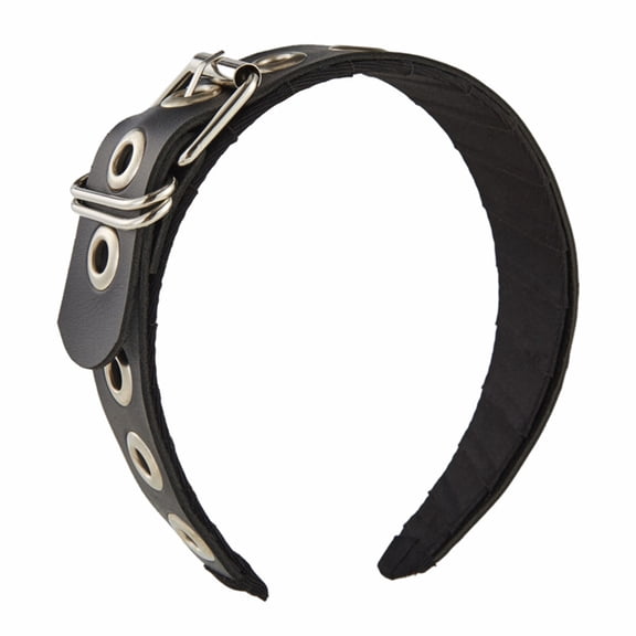 Yauxim Headband PU Leather Headband Tiaras Leather Buckle Headband Rock Headband Punk Headband PU Leather Headpiece