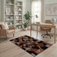 thumbnail image 2 of ODIKA 4'x6' Washable Area Rug Geometric Mosaic Bold Interlocking Motifs Brushstroke Abstract Flowing Dynamic for Bedroom, Reading Nook, Pet Friendly & Non-Shedding, 2 of 7