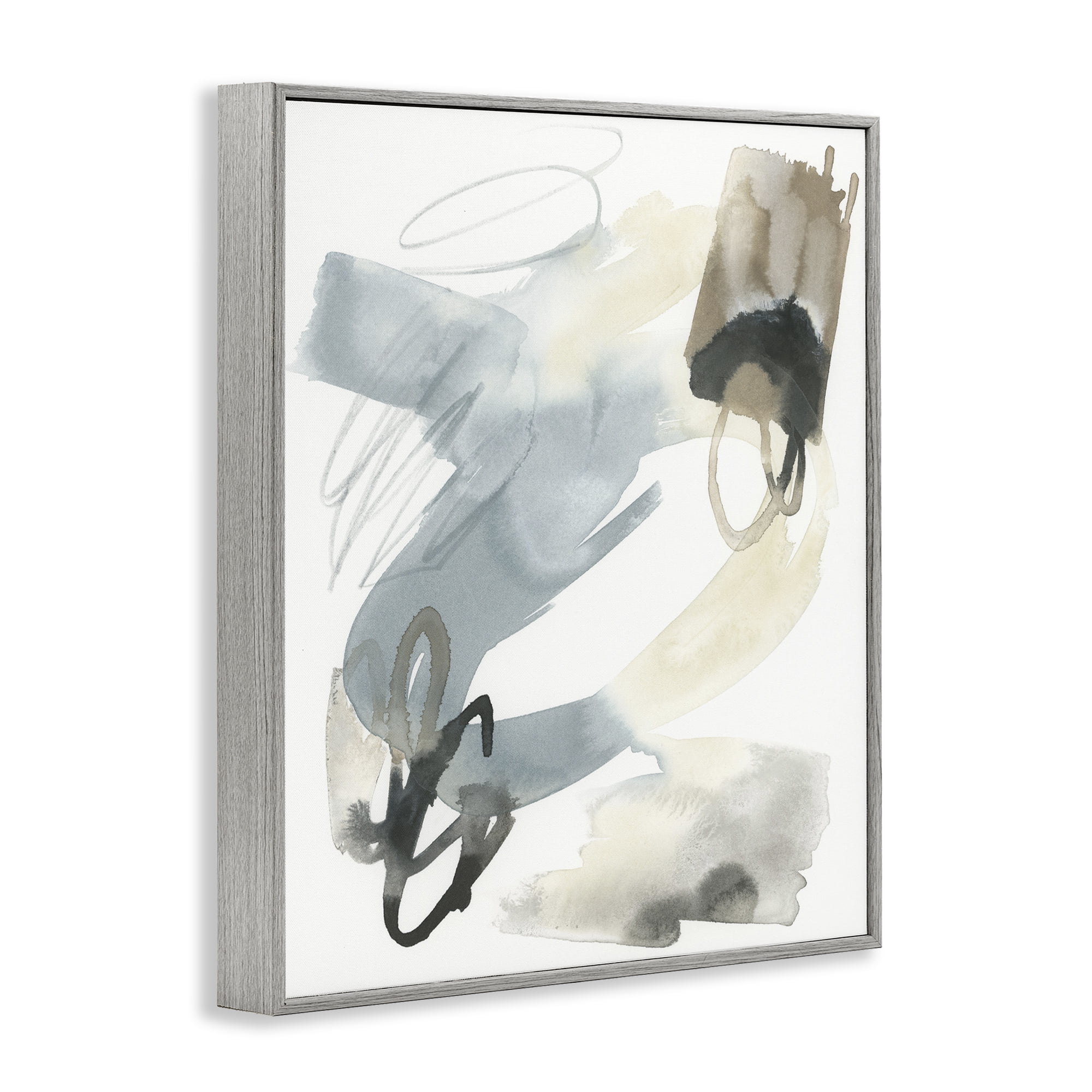 Stupell Industries Watercolor Paint Strokes Abstract Painting Gray Framed Art Print Wall Art, 24 x 30