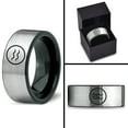 thumbnail image 4 of Tungsten Horoscope Aquarius Band Ring 8mm Men Women Comfort Fit Brushed Gray Flat Cut Black Polished, 4 of 4
