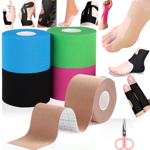 Kinesiology Tape, Various Colors 2 inch x 16.4 Feet Waterproof Athletic Tape, Uncut Kinetic Tape, Elastic Muscle Tape, Sports Tape, Knee Tape for Exercise and Daily Use