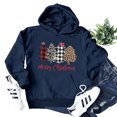 thumbnail image 2 of Sudadera con capucha navideña Mangas largas Patrón de árbol Tipo suelto Cómodo jersey con bolsillo frontal Azul marino XXL, 2 of 4